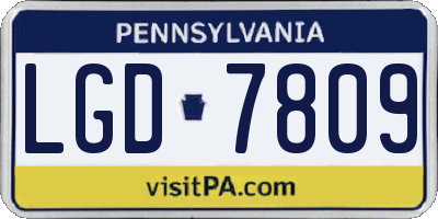 PA license plate LGD7809