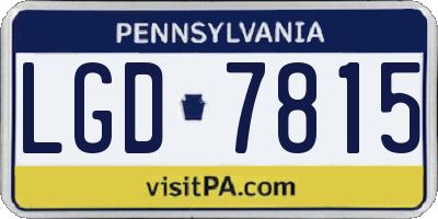 PA license plate LGD7815