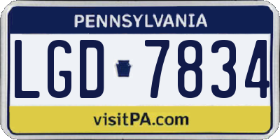 PA license plate LGD7834