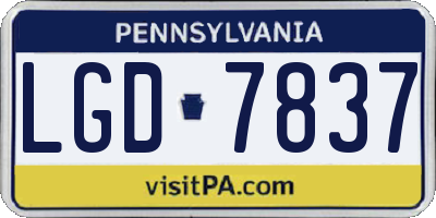 PA license plate LGD7837
