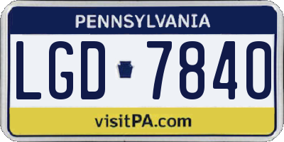 PA license plate LGD7840