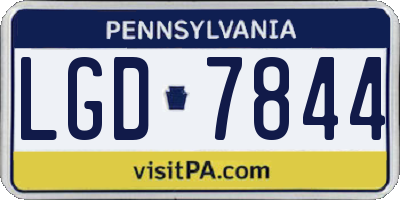 PA license plate LGD7844