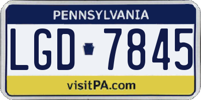 PA license plate LGD7845