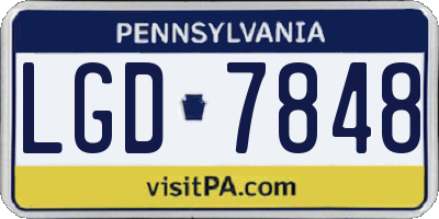 PA license plate LGD7848