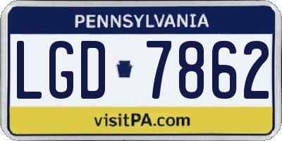 PA license plate LGD7862
