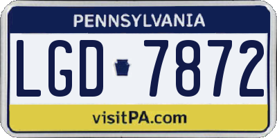 PA license plate LGD7872