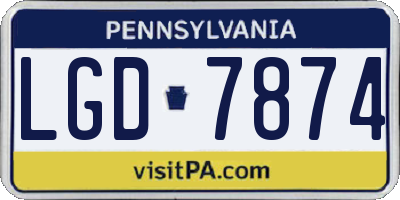 PA license plate LGD7874