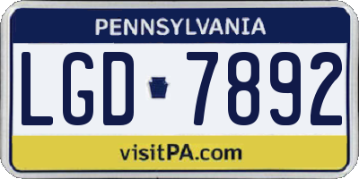 PA license plate LGD7892