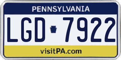 PA license plate LGD7922