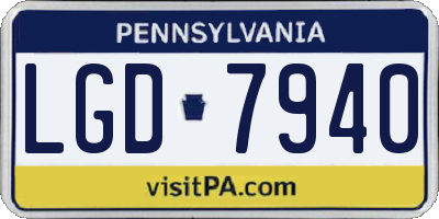 PA license plate LGD7940