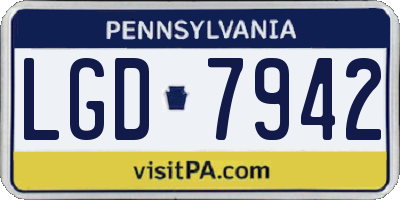 PA license plate LGD7942