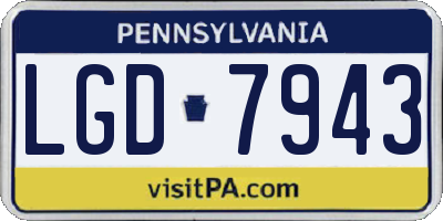 PA license plate LGD7943