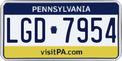 PA license plate LGD7954