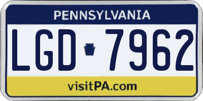 PA license plate LGD7962