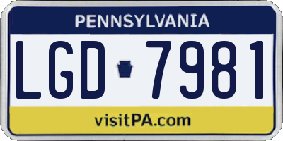 PA license plate LGD7981