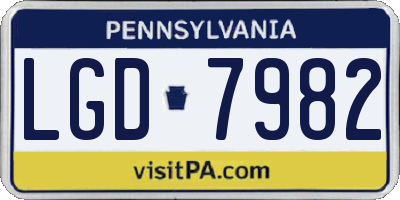 PA license plate LGD7982