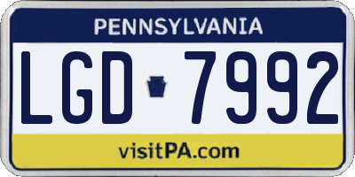 PA license plate LGD7992