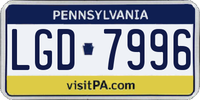 PA license plate LGD7996