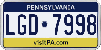 PA license plate LGD7998