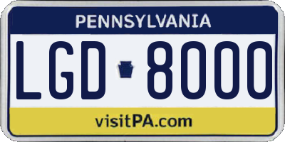 PA license plate LGD8000