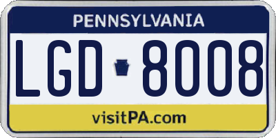 PA license plate LGD8008