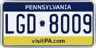 PA license plate LGD8009