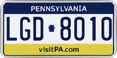 PA license plate LGD8010