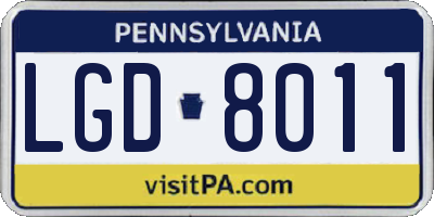 PA license plate LGD8011