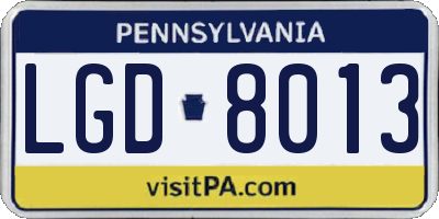 PA license plate LGD8013