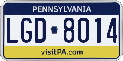 PA license plate LGD8014
