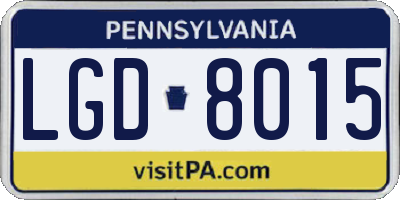 PA license plate LGD8015