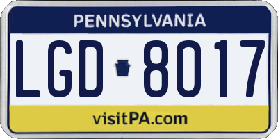 PA license plate LGD8017