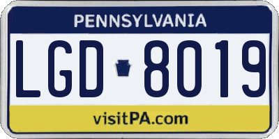 PA license plate LGD8019