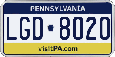PA license plate LGD8020