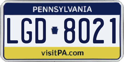 PA license plate LGD8021