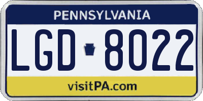 PA license plate LGD8022