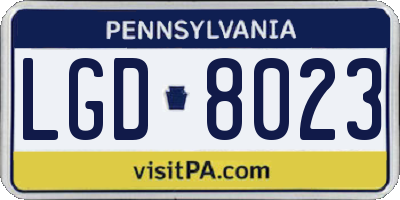 PA license plate LGD8023