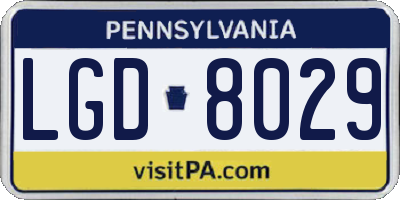 PA license plate LGD8029