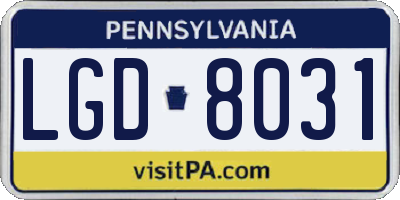 PA license plate LGD8031