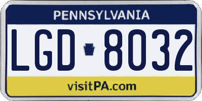 PA license plate LGD8032