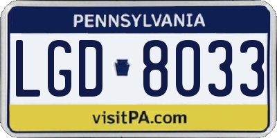 PA license plate LGD8033