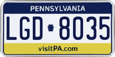 PA license plate LGD8035
