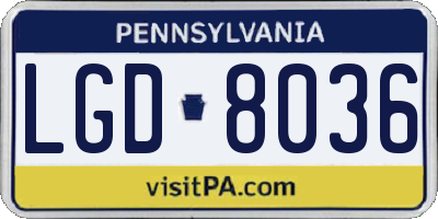 PA license plate LGD8036