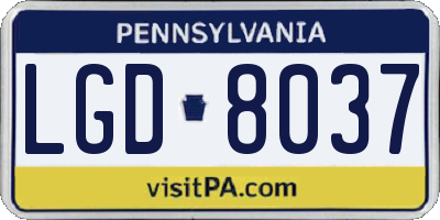 PA license plate LGD8037