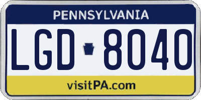 PA license plate LGD8040