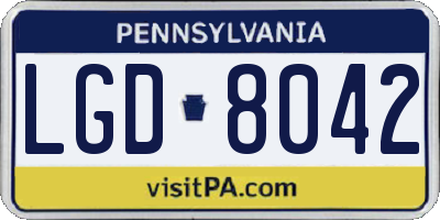 PA license plate LGD8042