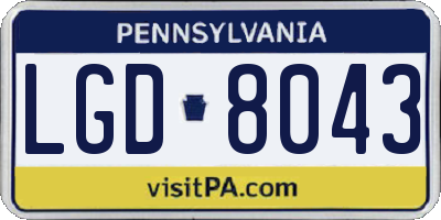 PA license plate LGD8043
