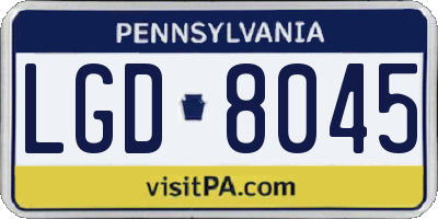 PA license plate LGD8045