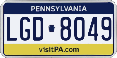 PA license plate LGD8049