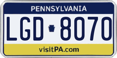 PA license plate LGD8070